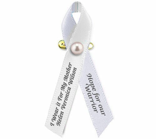 Personalized Lung Cancer Ribbon  White Cancer Ribbon – Funeral  Program-Site Funeral Programs & Templates